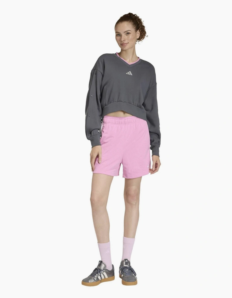 V-Neck Drop Shoulder Long Sleeve Sweatshirt