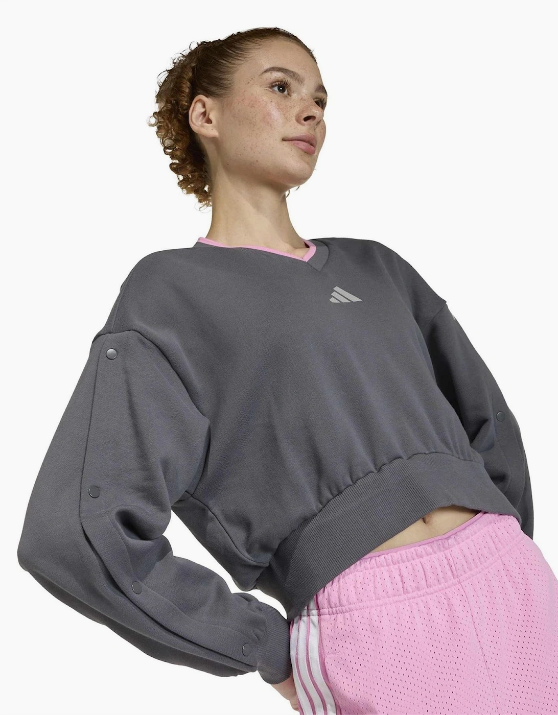 V-Neck Drop Shoulder Long Sleeve Sweatshirt