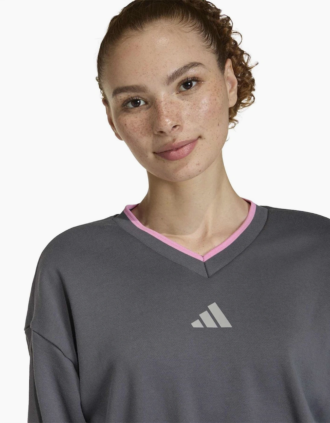 V-Neck Drop Shoulder Long Sleeve Sweatshirt