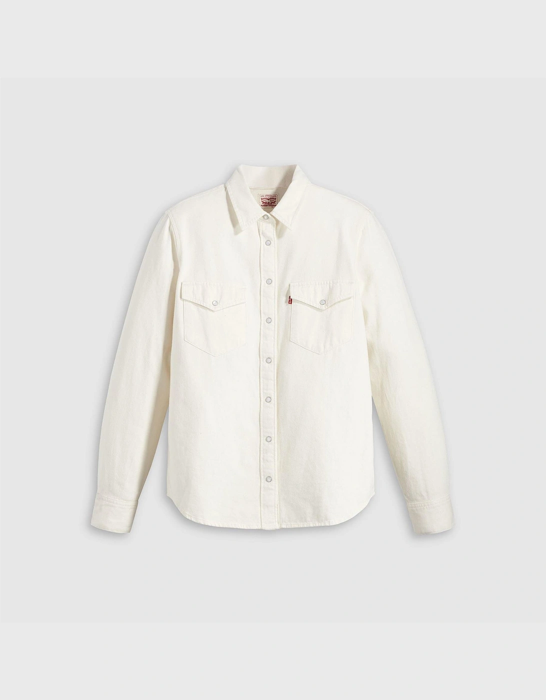 Levis Women's White Levi's Iconic Western Crew Neck Long Sleeve Shirt - Size 8