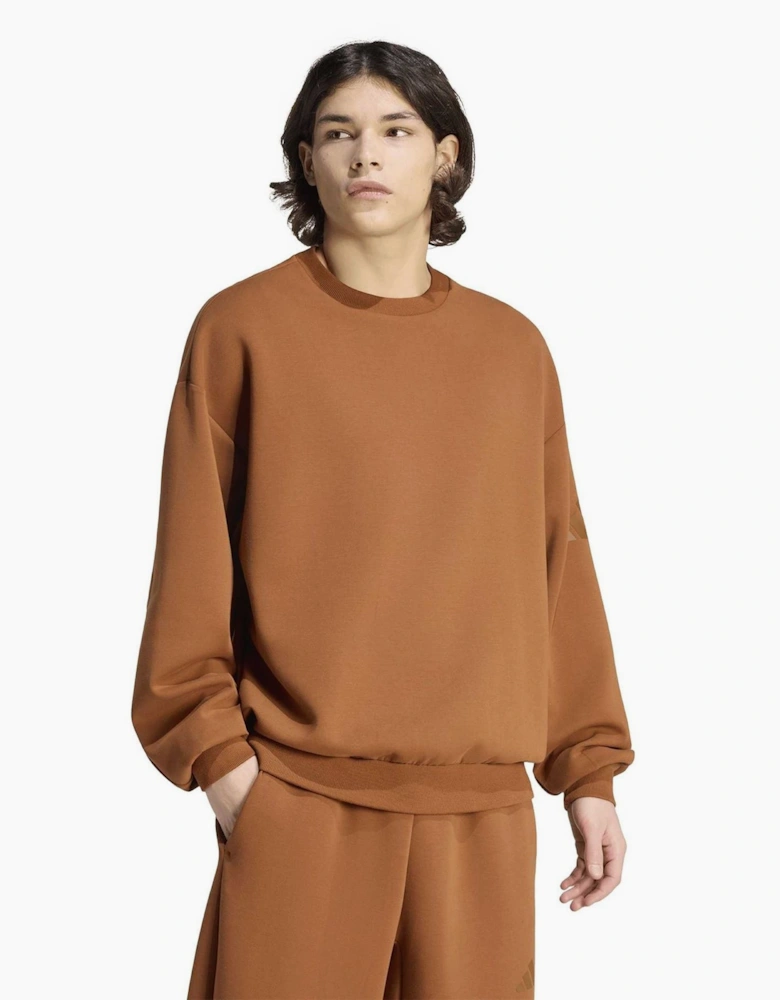 Crew Neck Ribbed Collar Oversize Sweatshirt