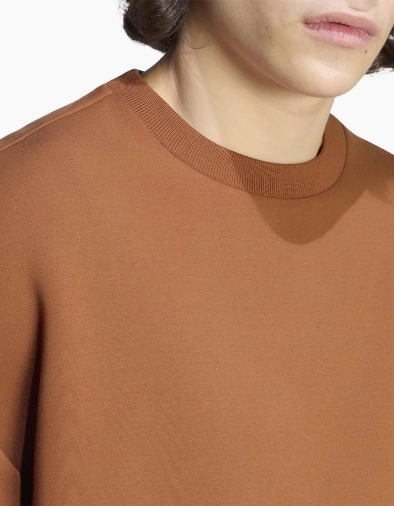 Crew Neck Ribbed Collar Oversize Sweatshirt