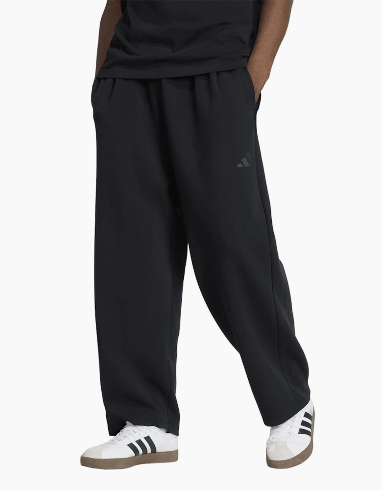 Solid Patterned Wide Fit Sweatpants