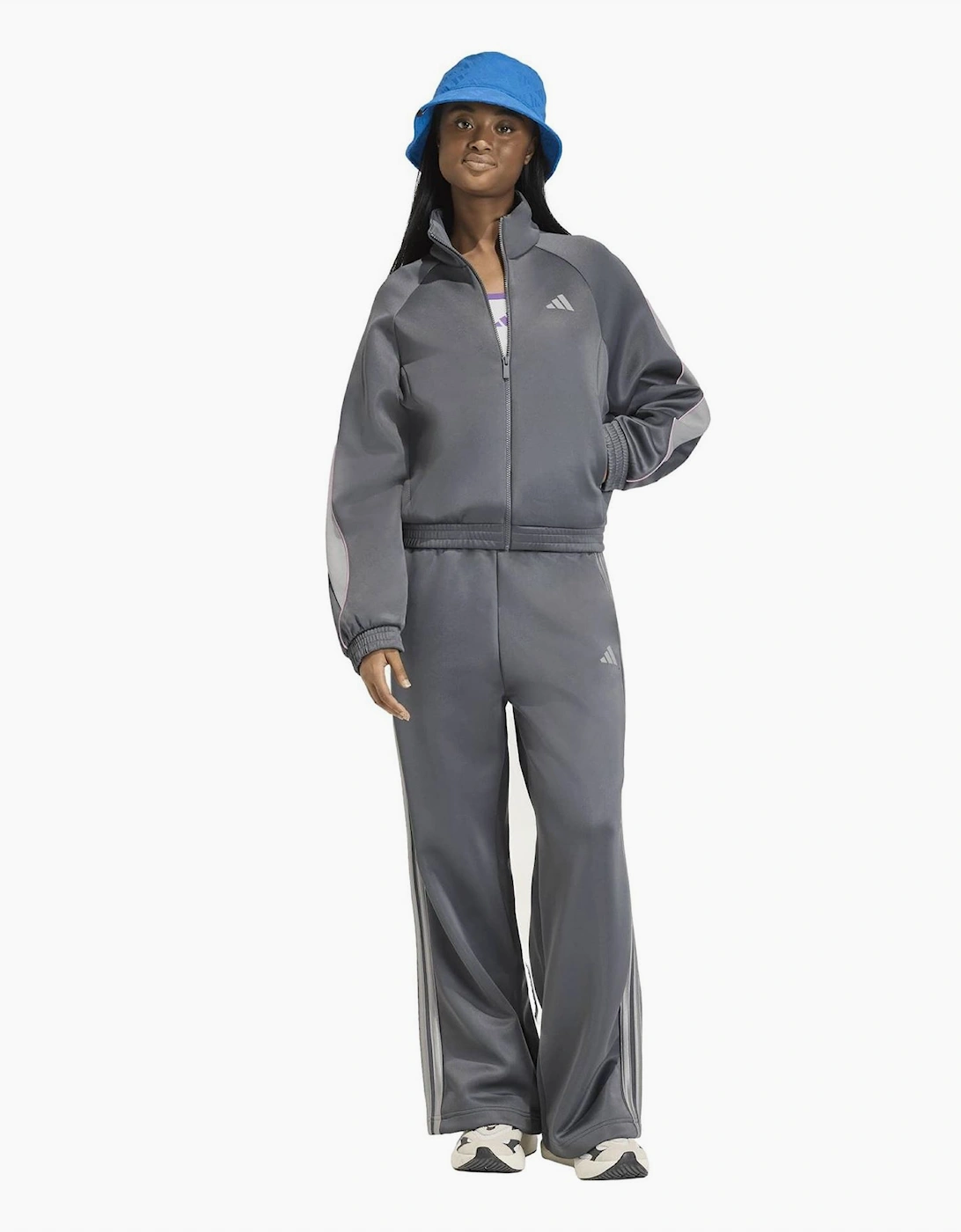 Three Stripes Wide Leg Mid Rise Athletic Pants