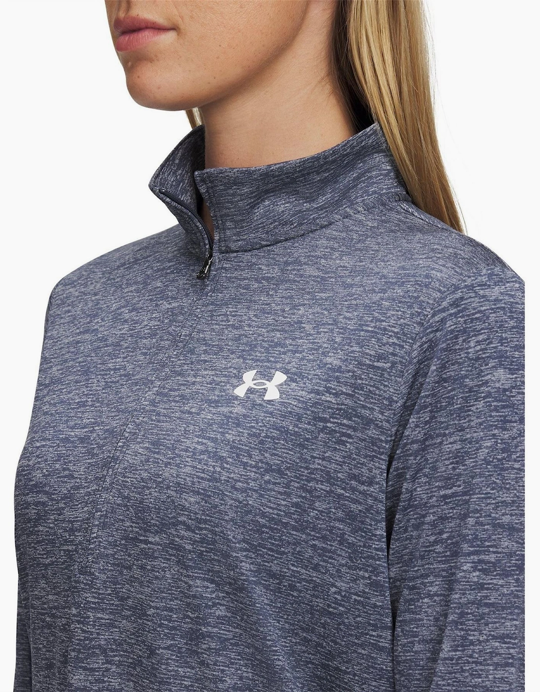 Tech Zip Neck Long Sleeve High Collar Top