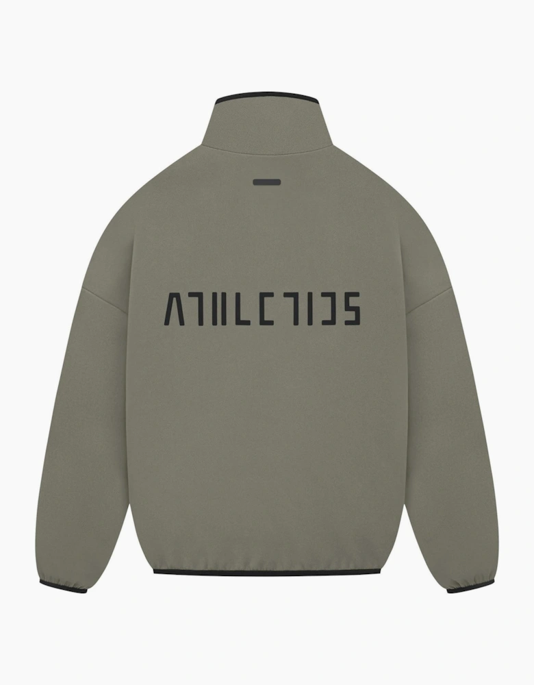 Lettering Relaxed Fit Funnel Neck Long Sleeve Drop Shoulder Athletic Top