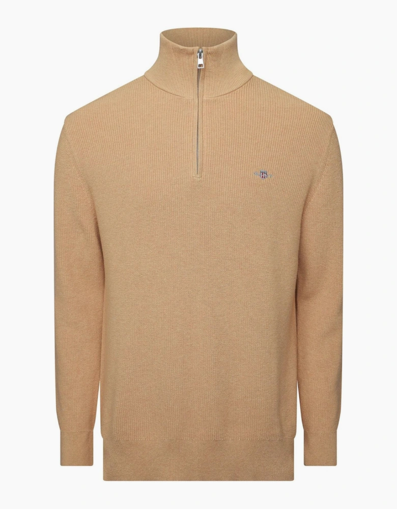 Merino Zip Neck High Collar Long Sleeve Sweater