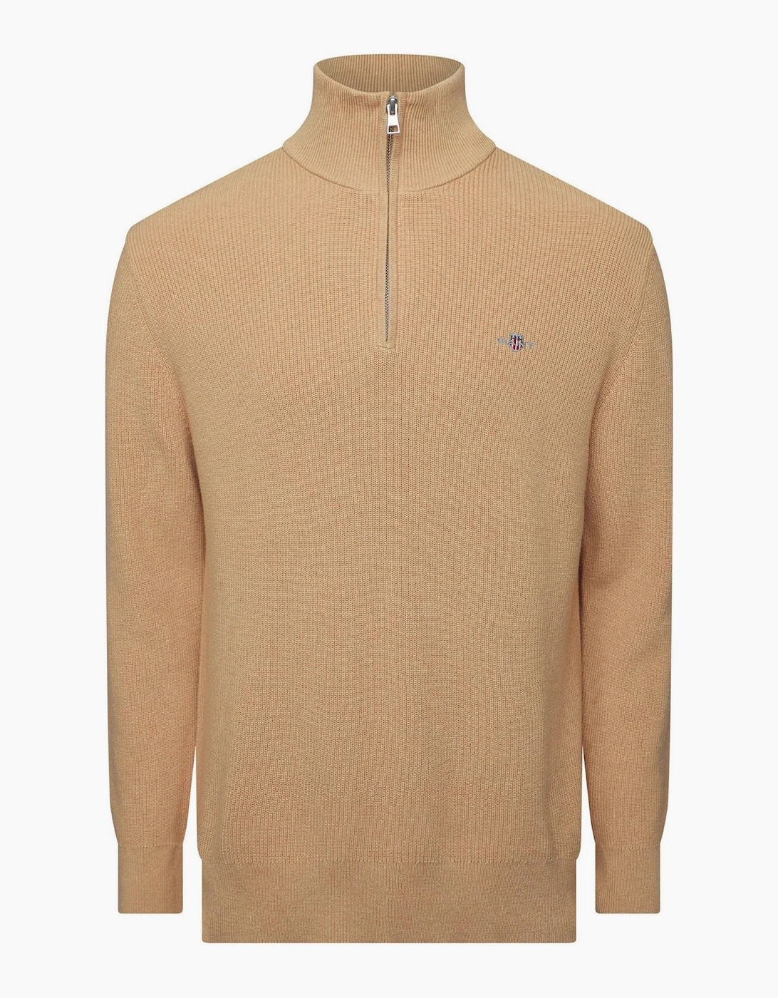 Merino Zip Neck High Collar Long Sleeve Sweater