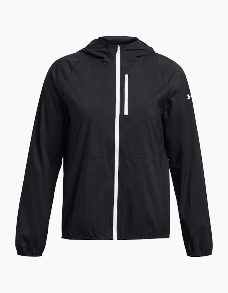 Launch Solid Patterned Hooded Running Jacket