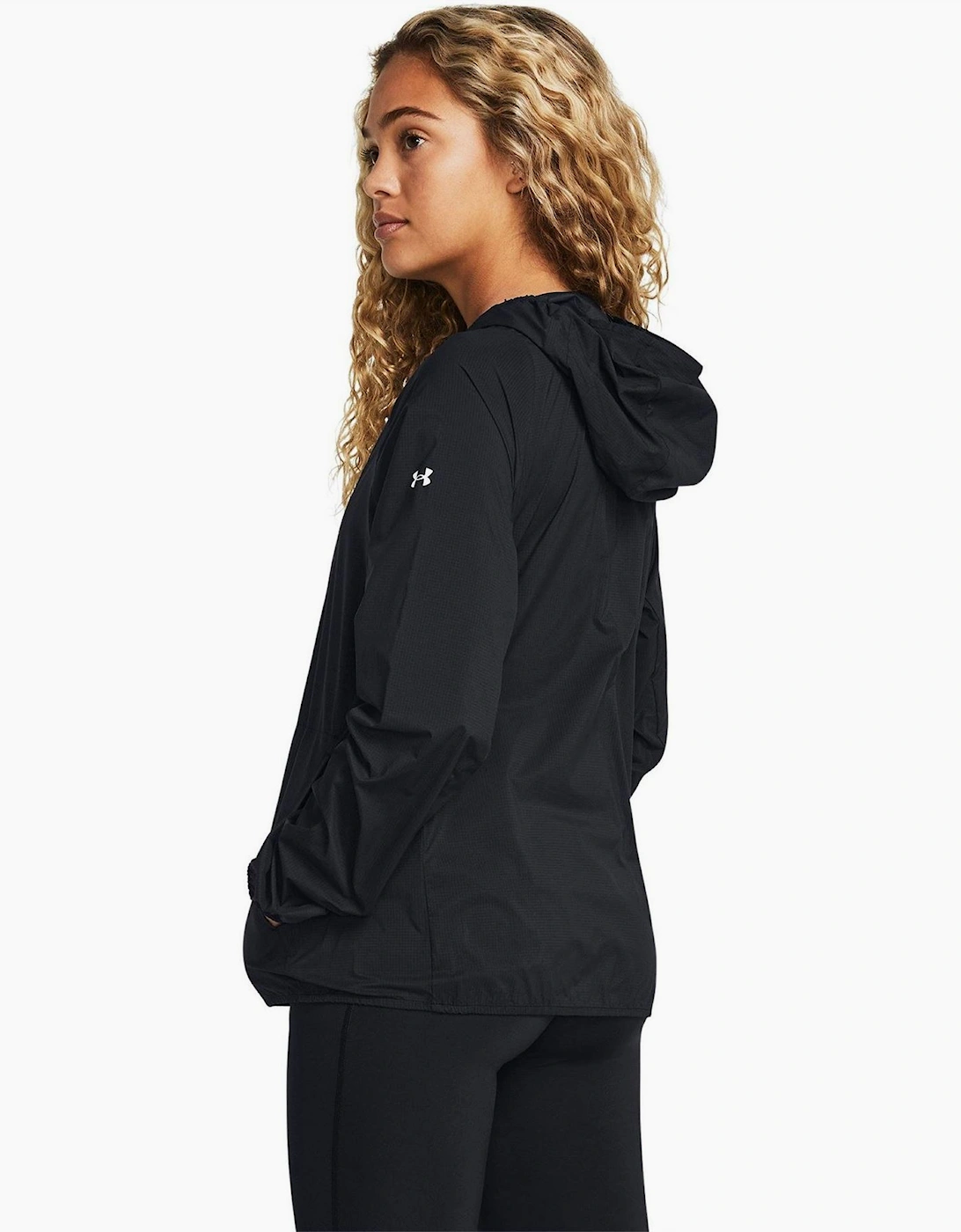 Launch Solid Patterned Hooded Running Jacket