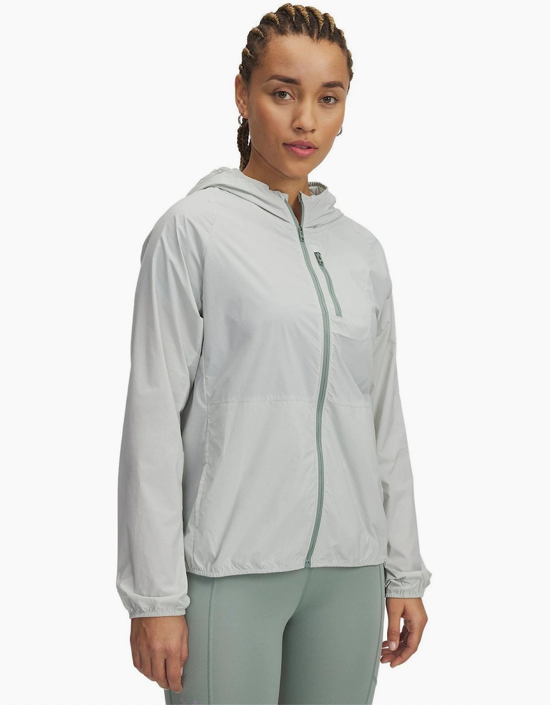 Launch Solid Patterned Hooded Running Jacket