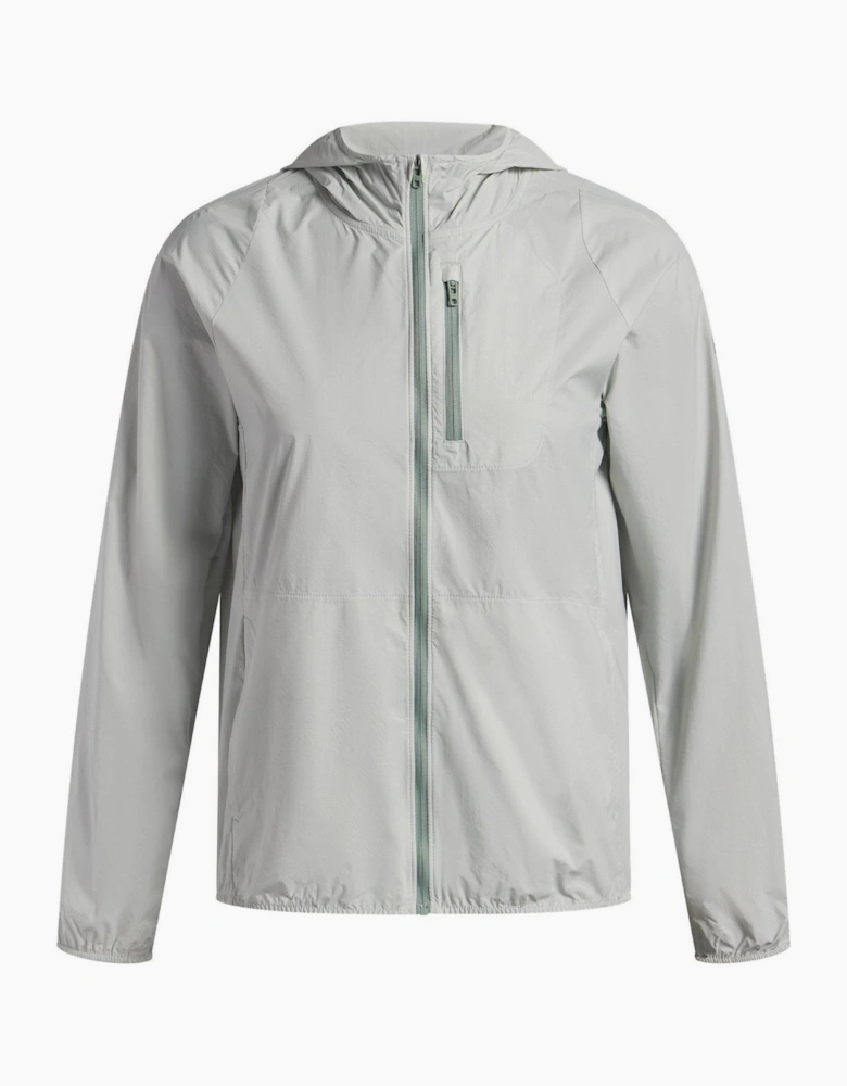 Launch Solid Patterned Hooded Running Jacket