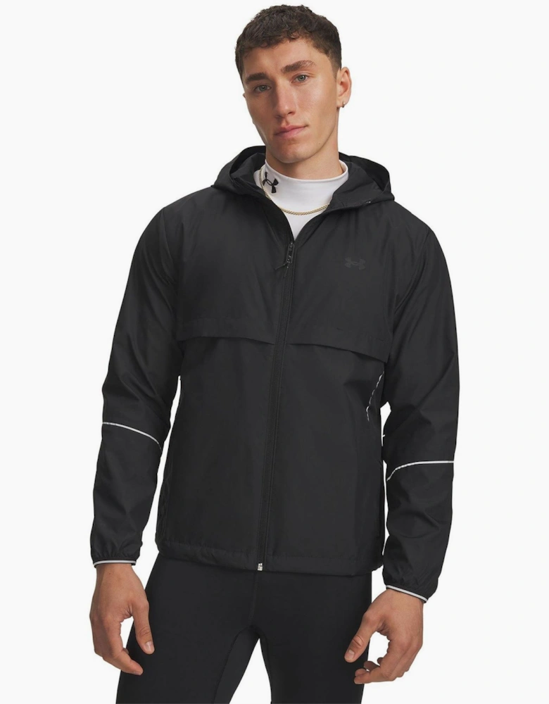 Velociti Pro Hooded Solid Patterned Windbreaker with Zipped Pocket