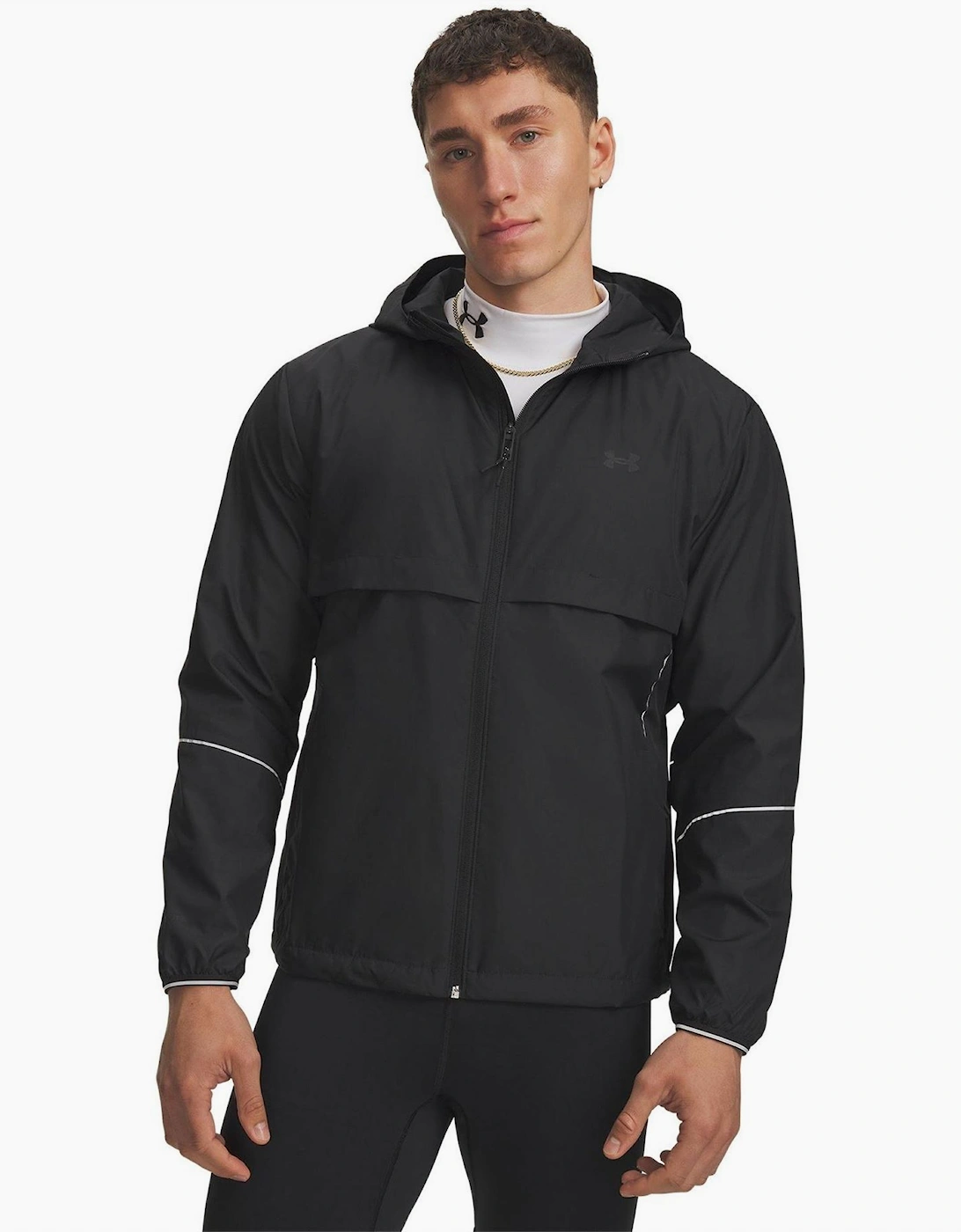 Velociti Pro Hooded Solid Patterned Windbreaker with Zipped Pocket