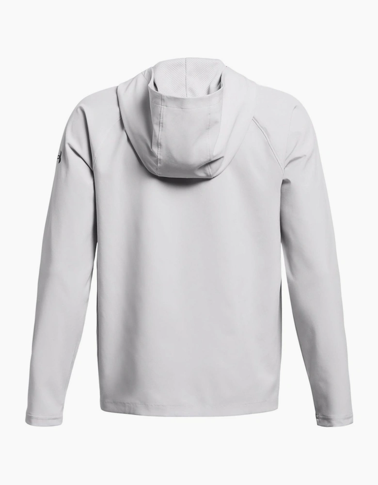 Solid Patterned Full Zipper Hooded Woven Cuff Jacket