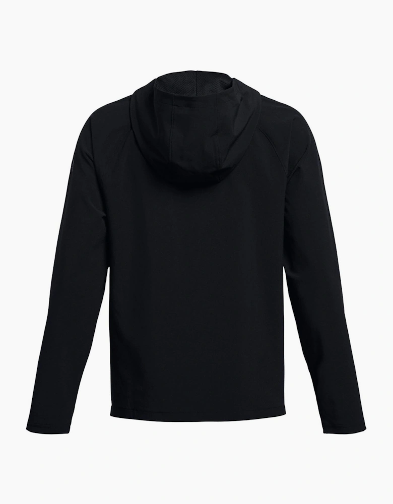 Solid Patterned Full Zipper Hooded Woven Cuff Jacket