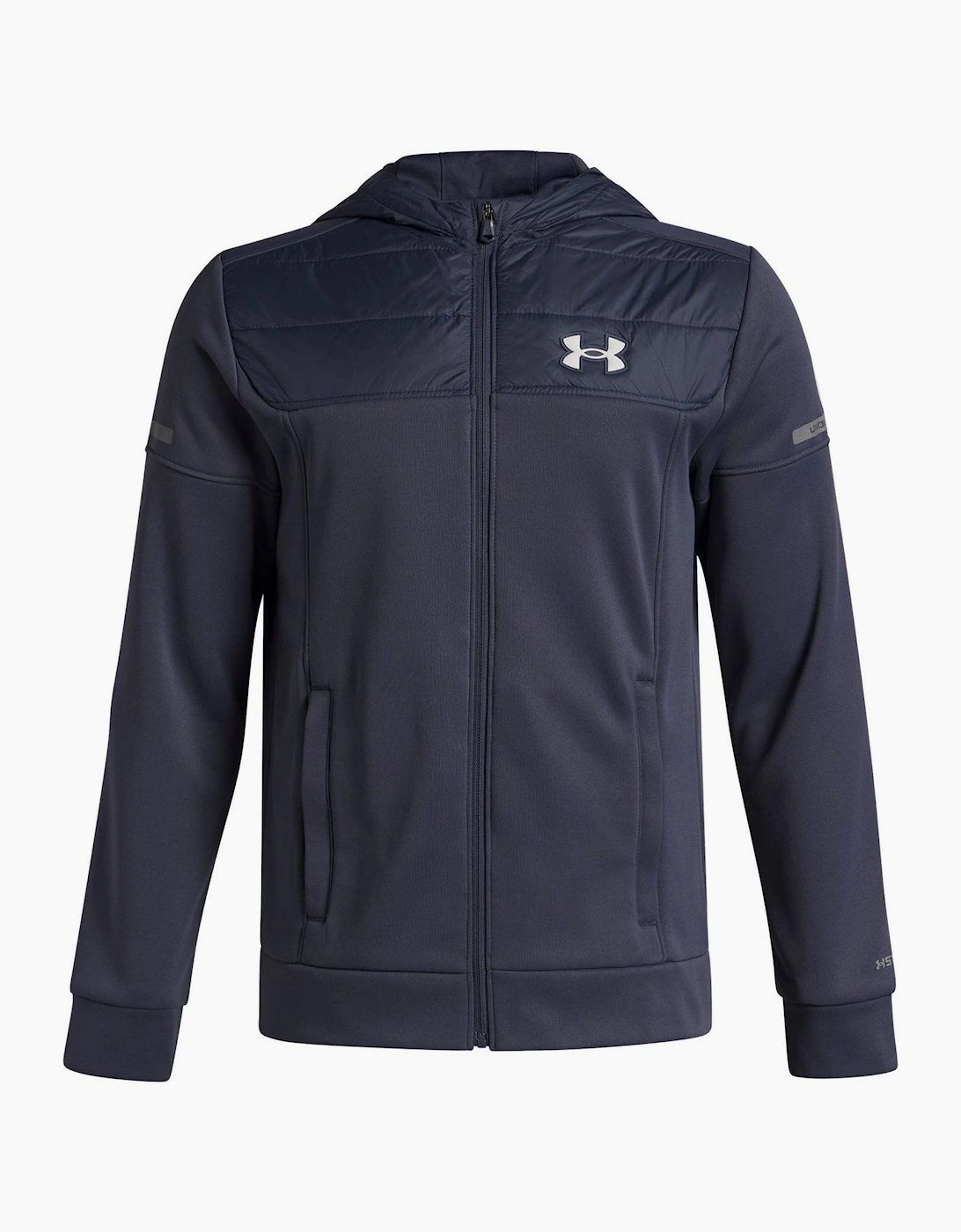 Solid Patterned Hooded Full Zipper Ribbed Cuff Jacket, 3 of 2