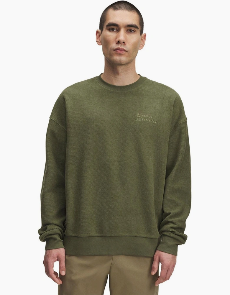 Terry Lettering Crew Neck Drop Shoulder Sweatshirt