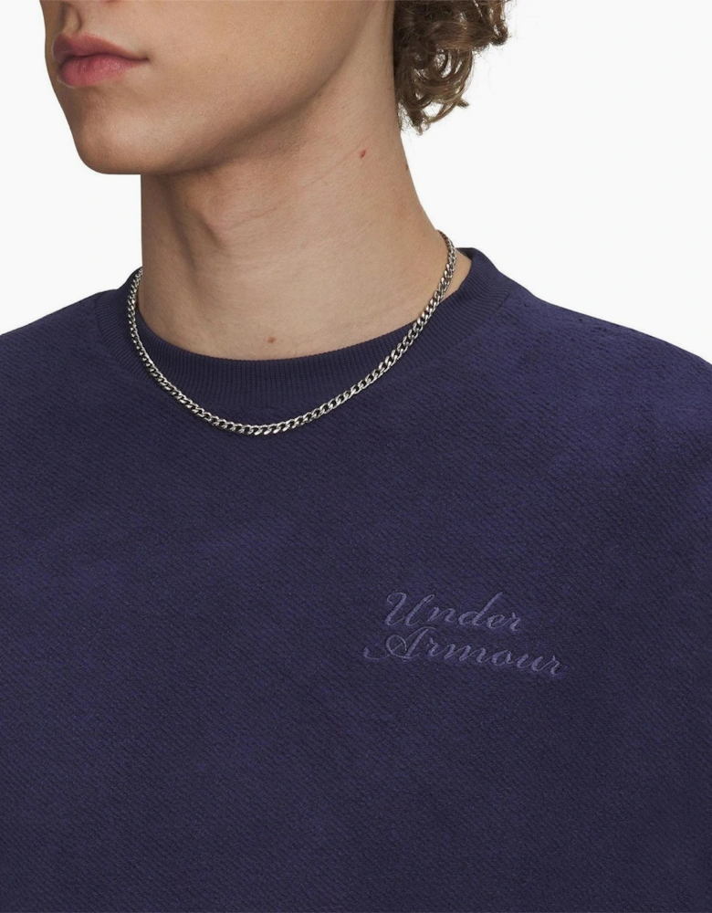 Terry Lettering Crew Neck Drop Shoulder Sweatshirt