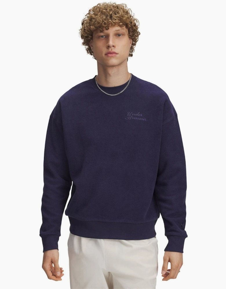 Terry Lettering Crew Neck Drop Shoulder Sweatshirt