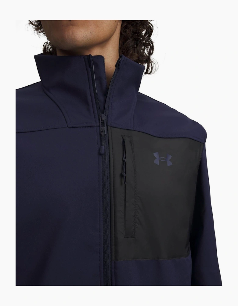 Solid Patterned Training Jacket with Woven Cuff and Printed Logo