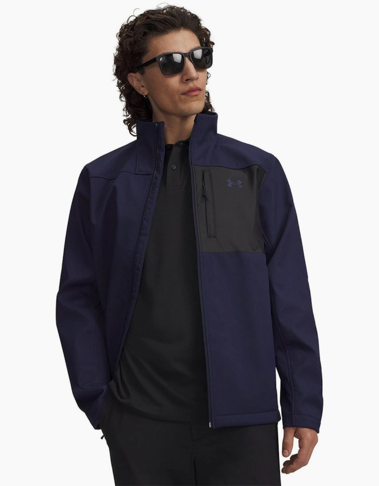 Solid Patterned Training Jacket with Woven Cuff and Printed Logo