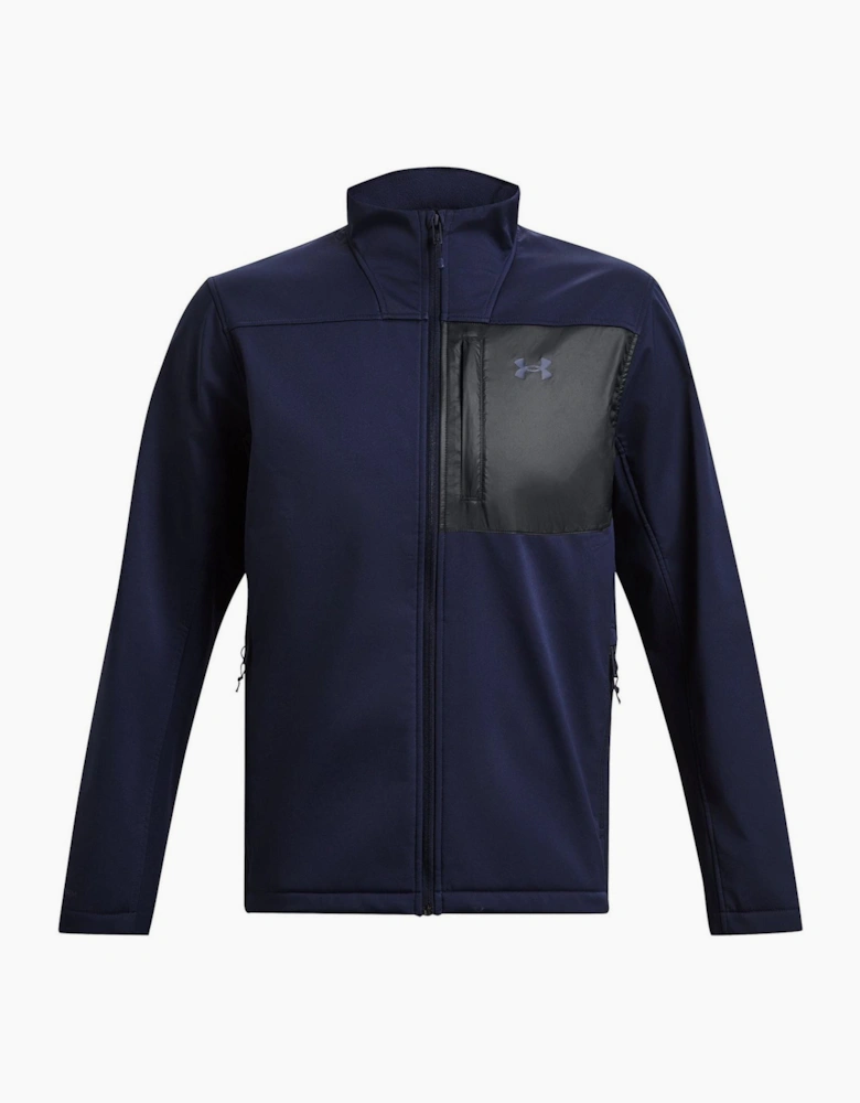 Solid Patterned Training Jacket with Woven Cuff and Printed Logo