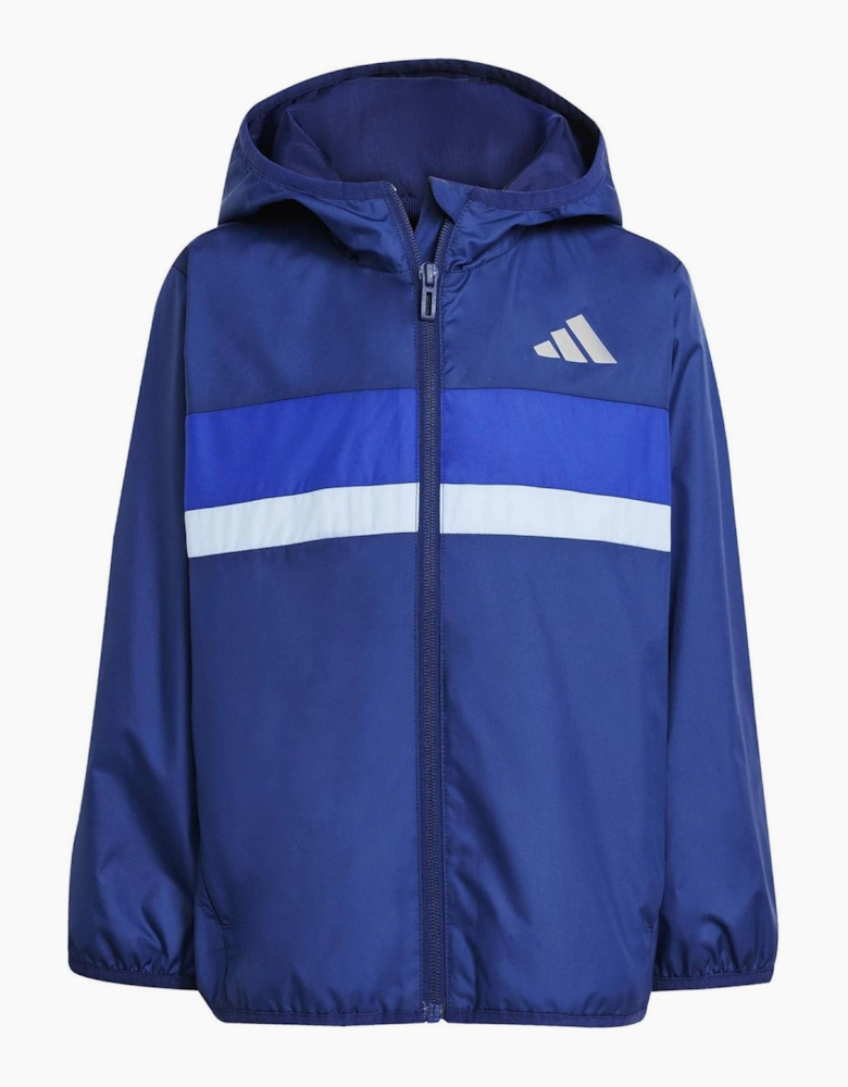 Tiberio Horizontal Stripe Hooded Windbreaker