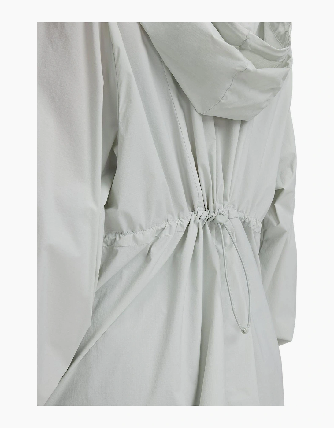 Solid Patterned Hooded Drawstring Windbreaker with Toggle Cord Hem