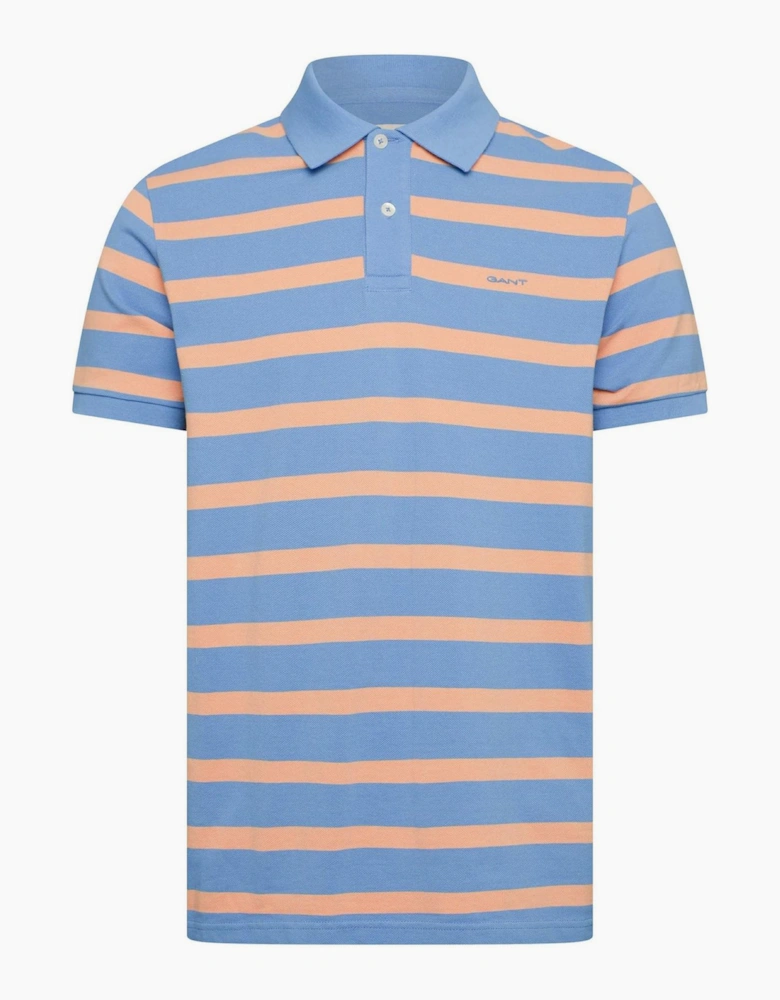 Striped Collared Neck Short Sleeve Polo Shirt