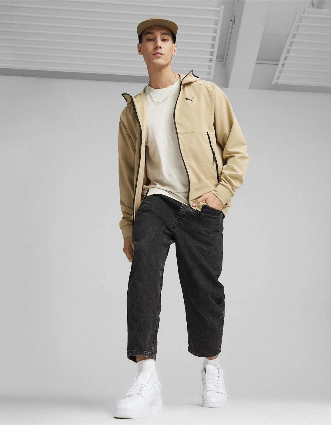 tech Hooded Track Jacket with Ribbed Cuff