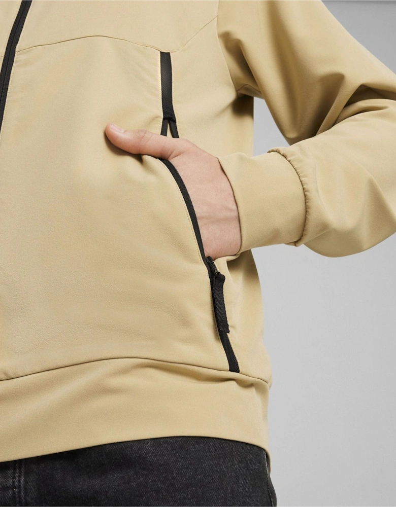tech Hooded Track Jacket with Ribbed Cuff
