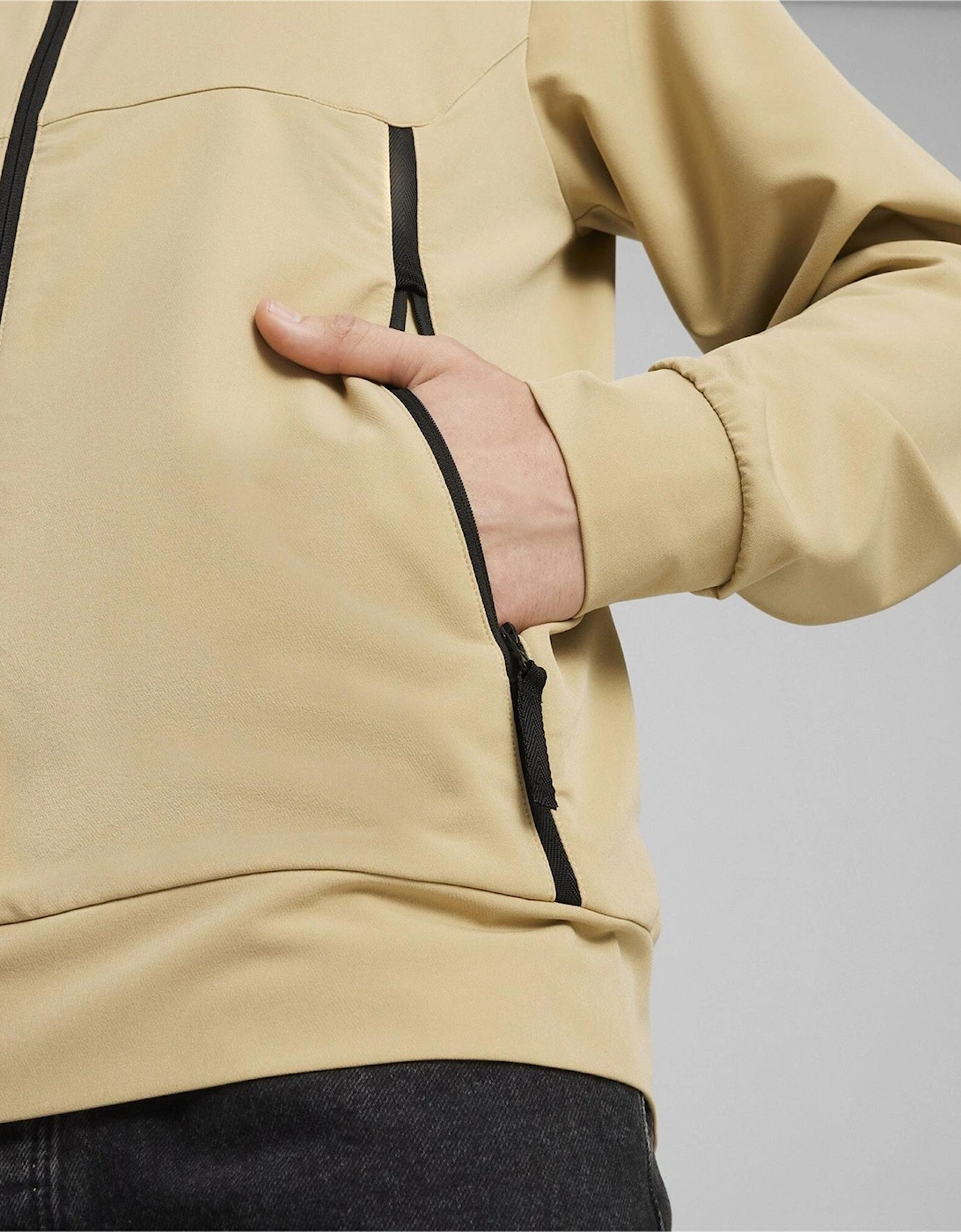 tech Hooded Track Jacket with Ribbed Cuff