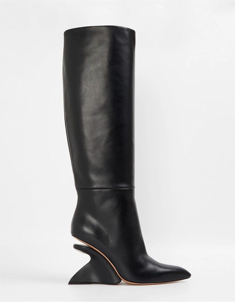 Knee High Flared Heel Boots