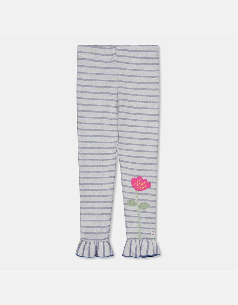 Textured Floral Embroidered Stripe Shapewear Leggings