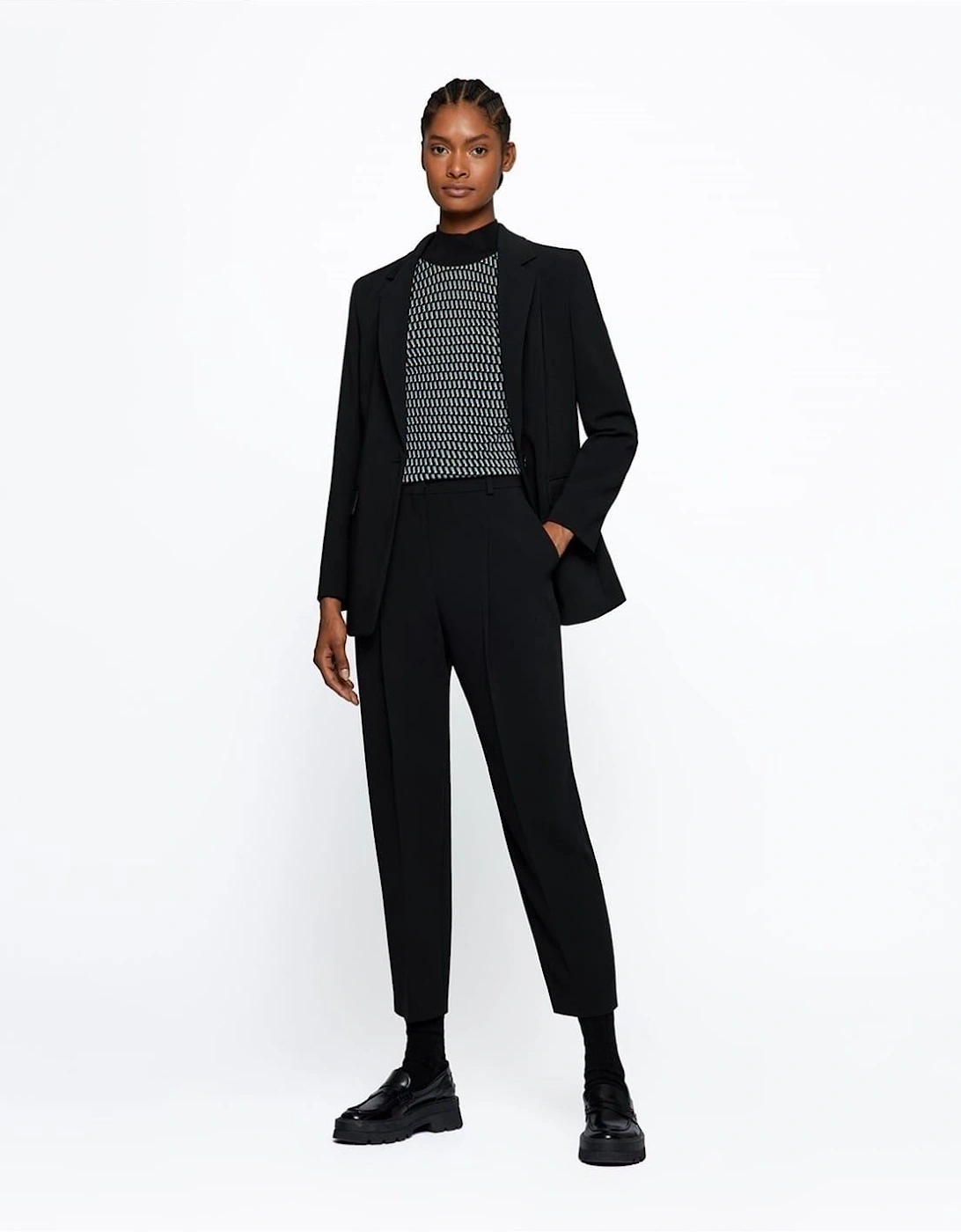 Tapana Solid Patterned Straight Trousers, 3 of 2