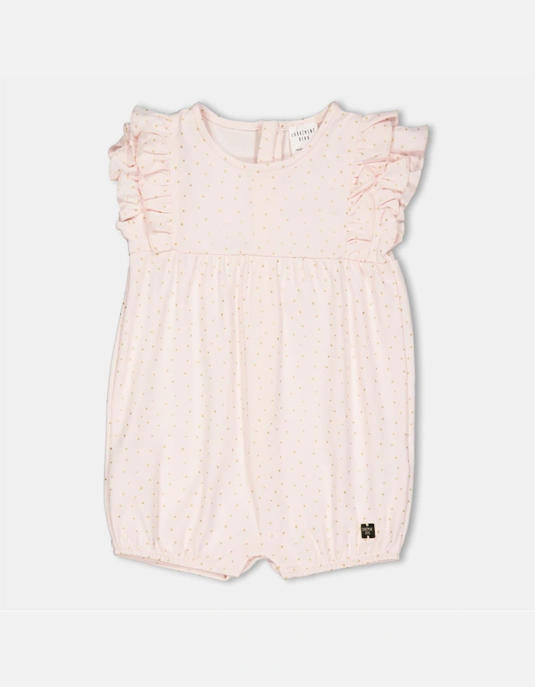 Crew Neck Ruffle Polka Dot Playsuit