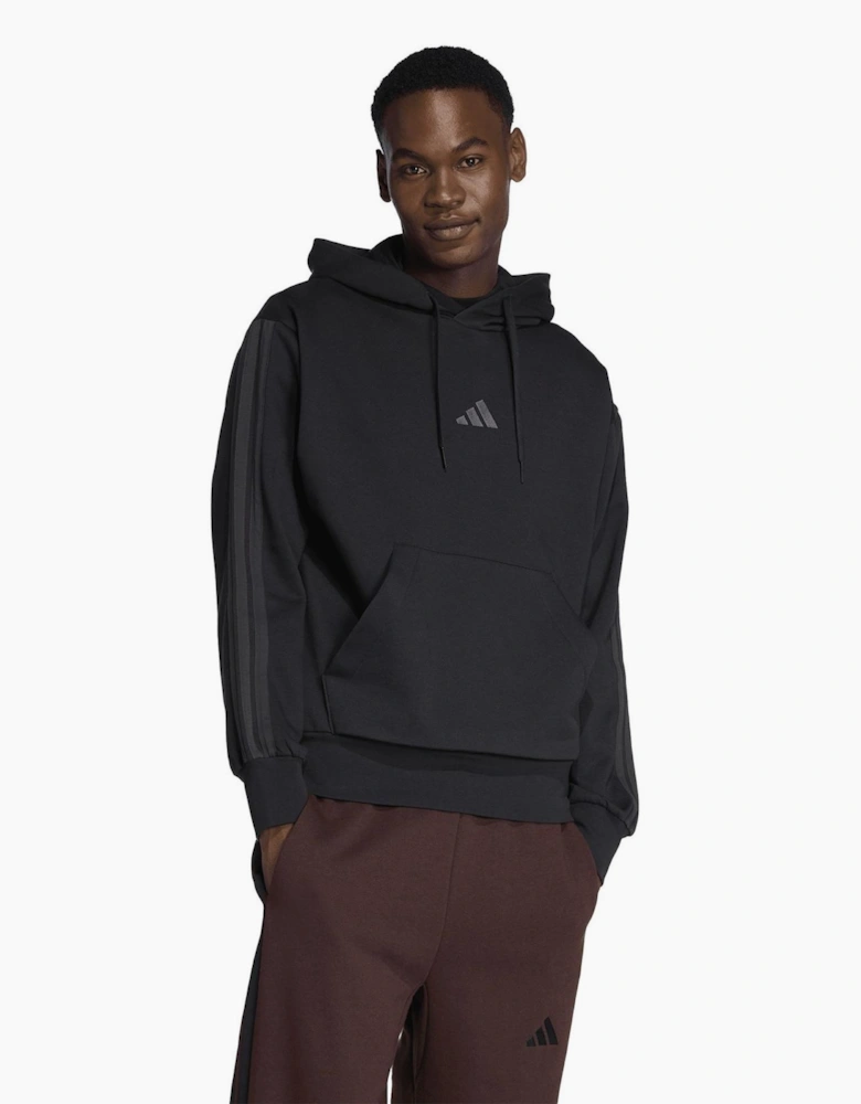 Mens Fleece 3 Stripes Hoodie