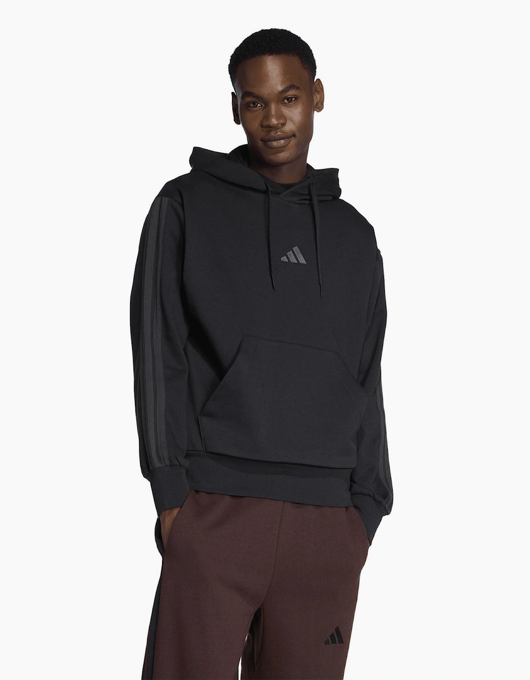 Mens Fleece 3 Stripes Hoodie