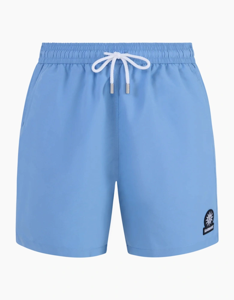 SANDBANKS BADGE LOGO SWIM SHORT DUSTY BLUE