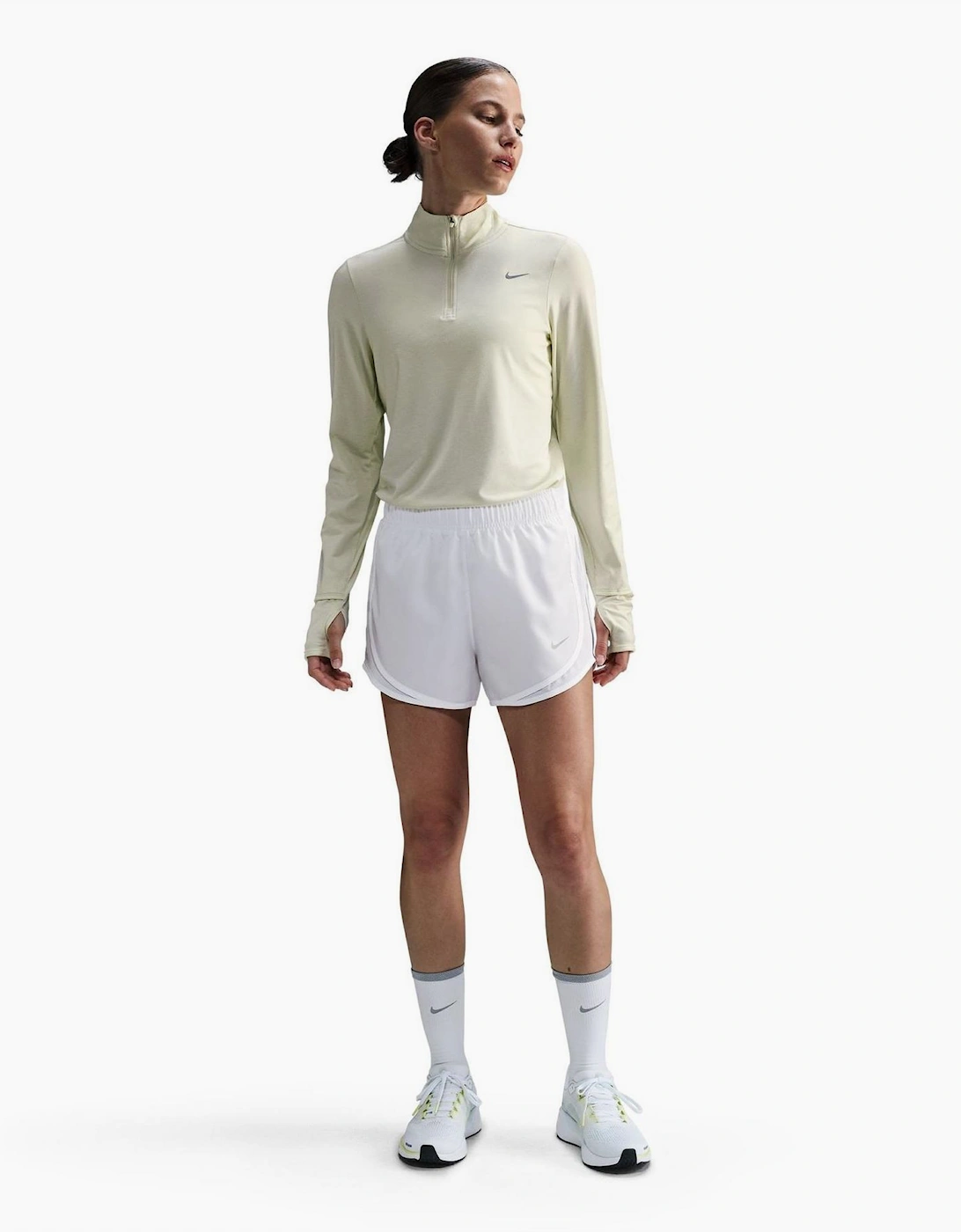 Womens Dri FIT Mid Rise Brief Lined Running Shorts