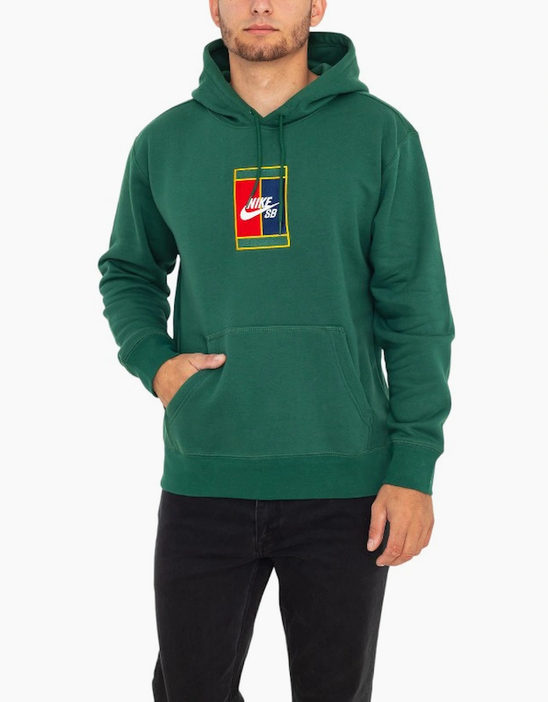 NIKE Mens Fleece Hoodie Green SB Court Logo Casual Hooded Pullover Sweatshirts