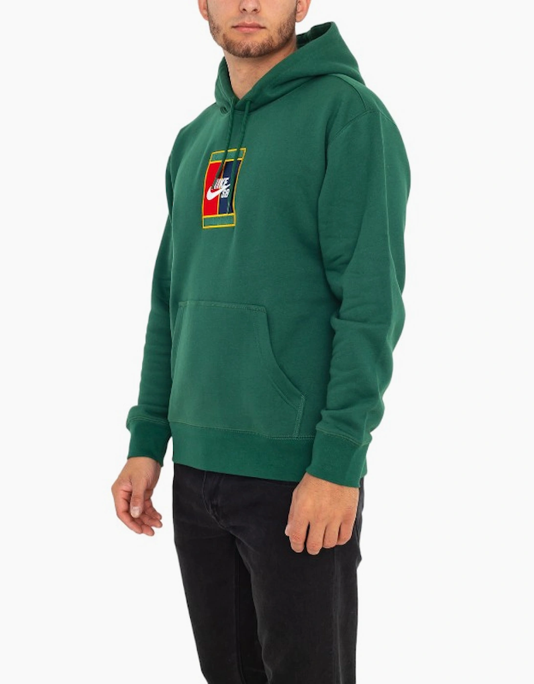 NIKE Mens Fleece Hoodie Green SB Court Logo Casual Hooded Pullover Sweatshirts