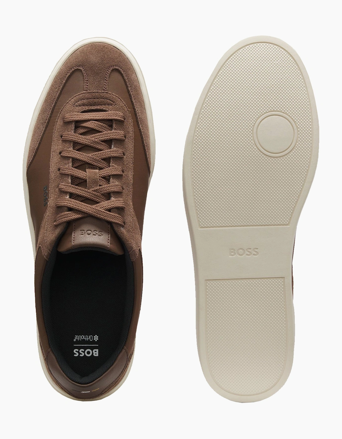 BOSS BLACK KIERAN TENN TRAINER DARK BROWN