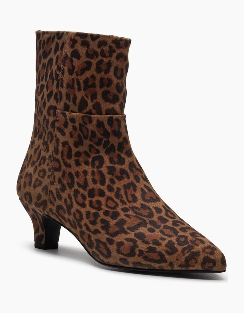 Hush Puppies Nahla Heel Leather Women's Leopard Heeled Ankle Boots