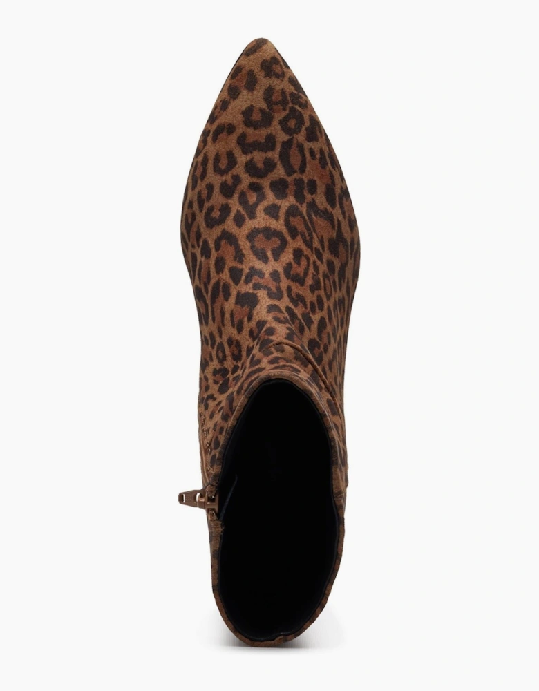Hush Puppies Nahla Heel Leather Women's Leopard Heeled Ankle Boots
