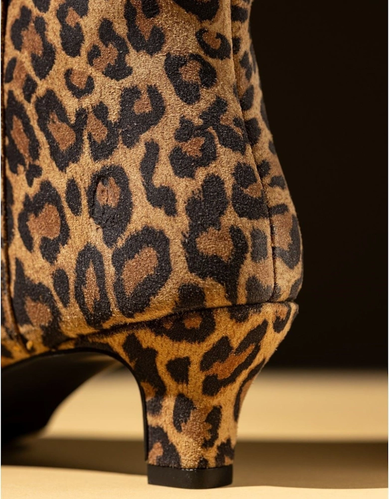 Hush Puppies Nahla Heel Leather Women's Leopard Heeled Ankle Boots