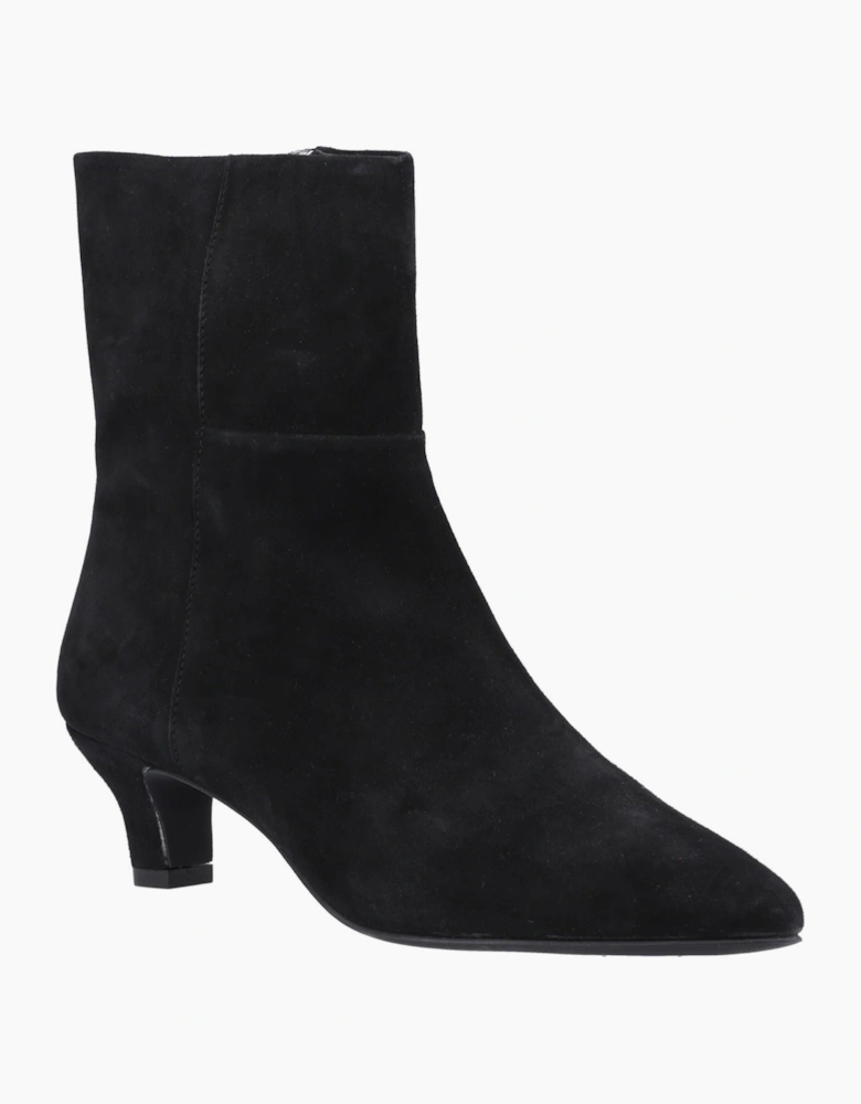Hush Puppies Nahla Heel Leather Women's Black Heeled Ankle Boots
