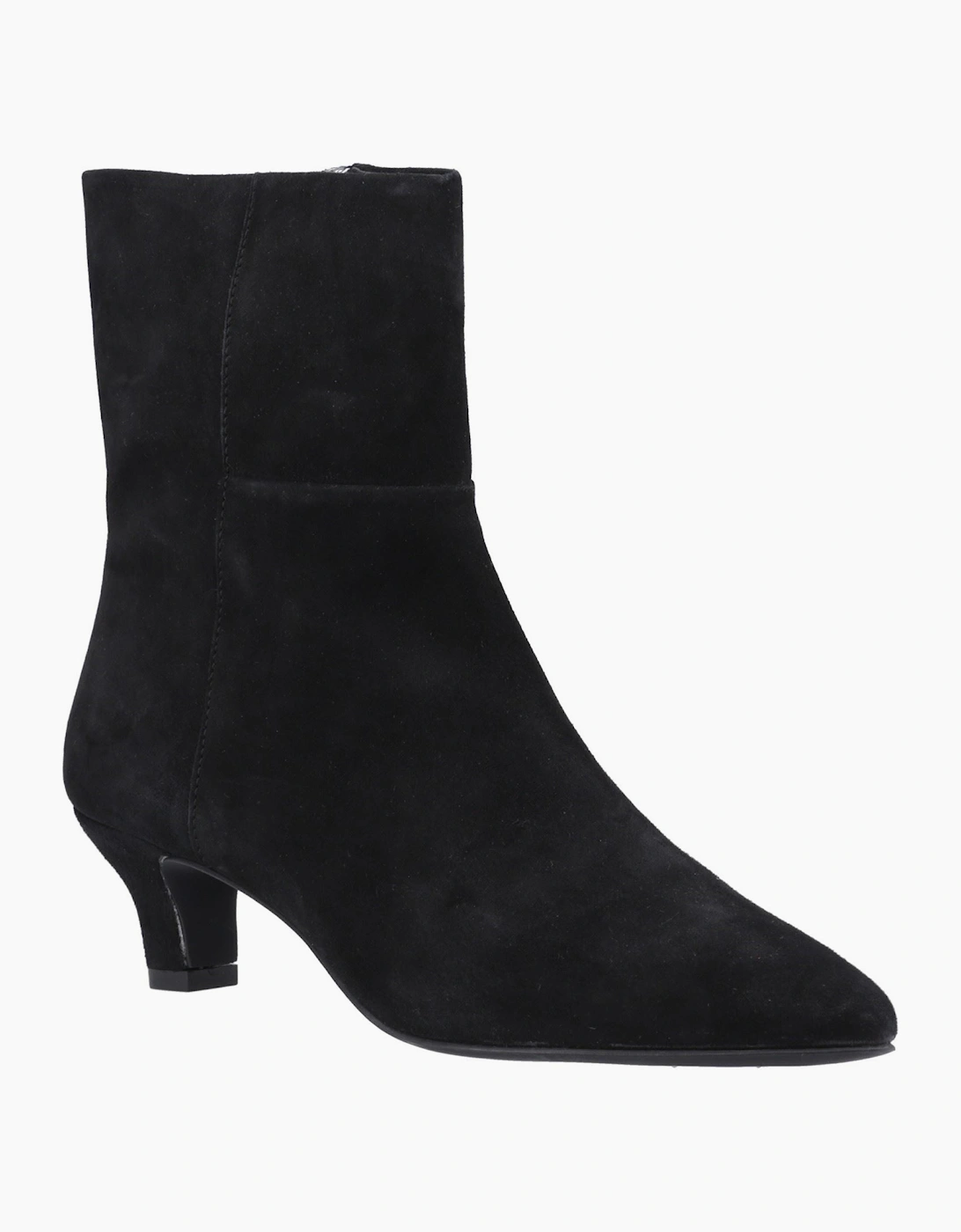 Hush Puppies Nahla Heel Leather Women's Black Heeled Ankle Boots