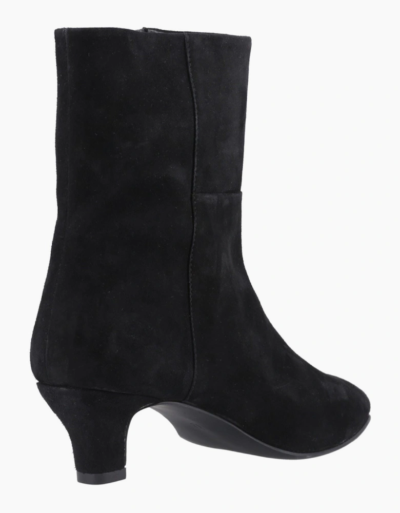 Hush Puppies Nahla Heel Leather Women's Black Heeled Ankle Boots